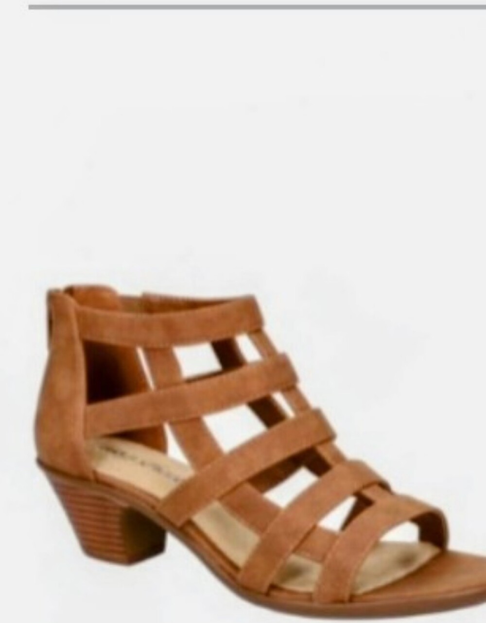Easy Street Cognac Strappy Low Block Heel Sandals